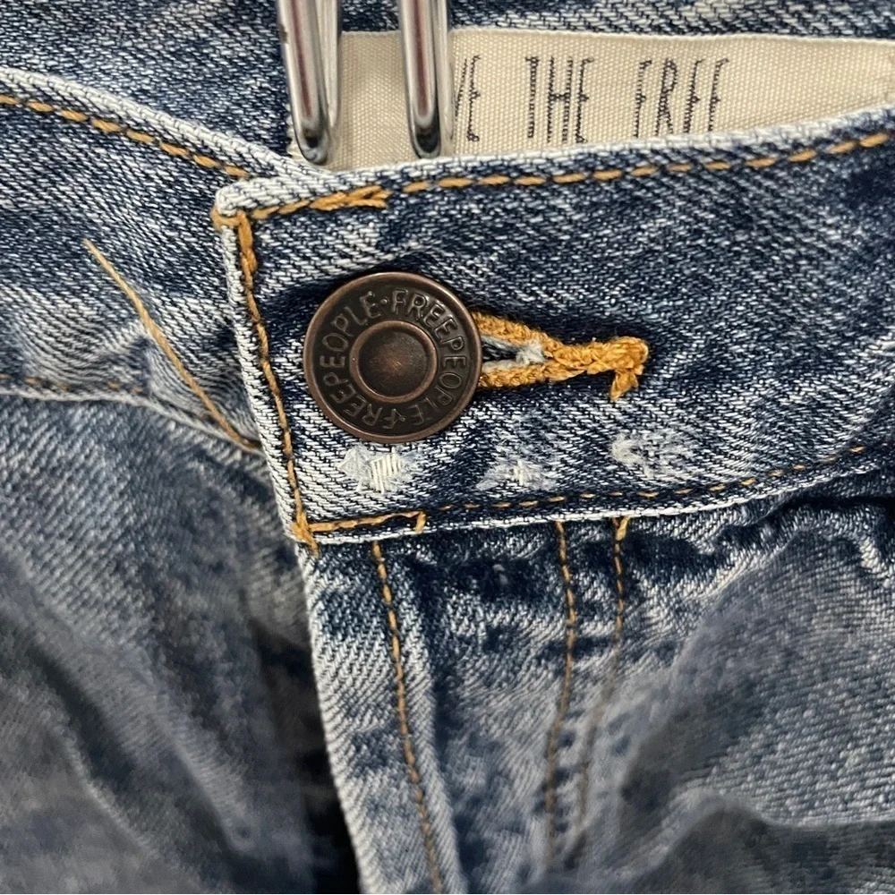 Free People Floral Lace Button Fly Jean Shorts